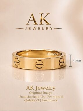 💎LUXURY 4mm 18k Gold Ring, Screw Motif Band With Screw Head Detail Plated